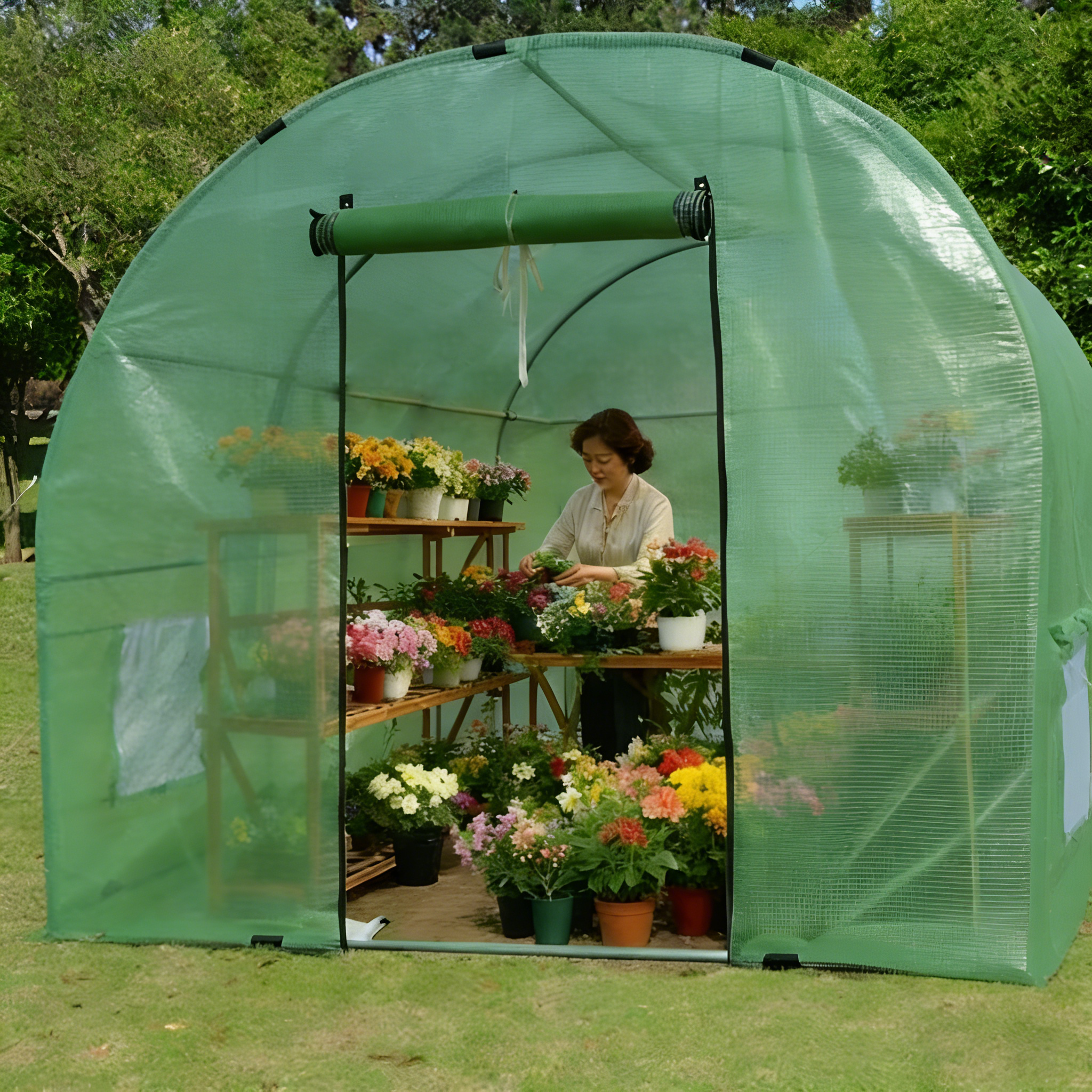 튼튼한 가정용 텃밭 조립식 비닐하우스 온실 터널형 장마 그린하우스 농막 창고 옥상 텃밭 다육이 채소 3M*2M*2M, 1개 174,880원