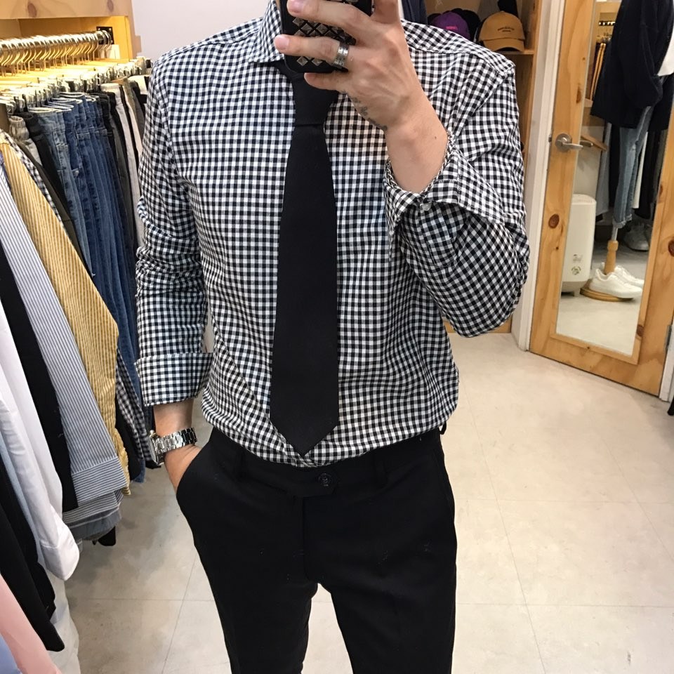 스트릿제이 와이드 카라 고방 체크 셔츠 41,000원