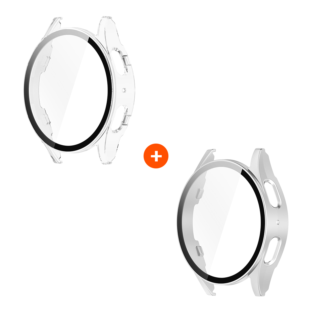 갤럭시워치 7 6 울트라 풀커버 케이스 강화유리 하드 커버 2개입, 투명+블랙, 1개 9,900원