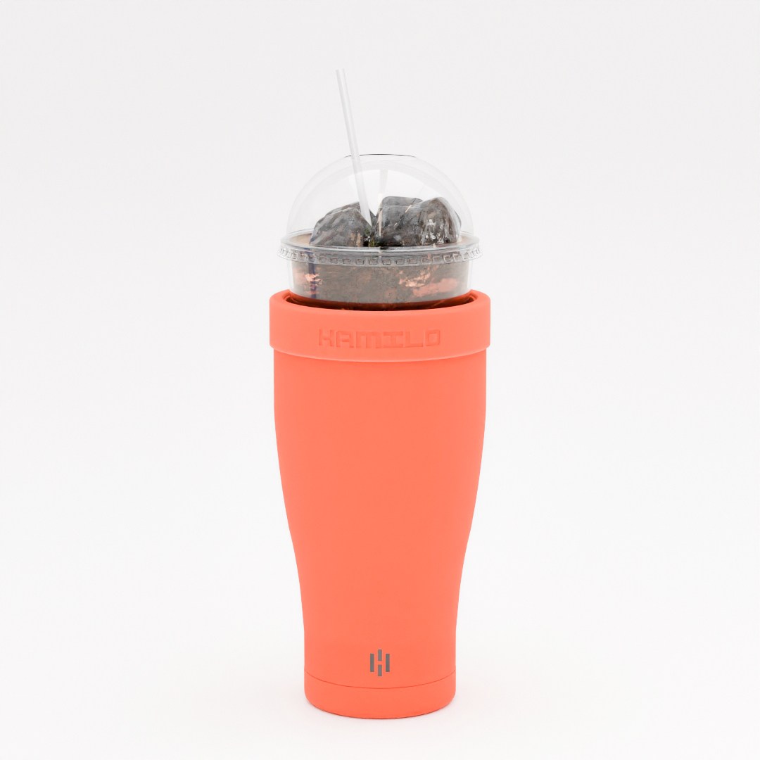 해밀로 아이스커피 대용량 텀블러 얼죽아 테이크아웃 텀블러 스텐 보온 보냉 대형 대용량, 캐롯+손잡이 27,900원