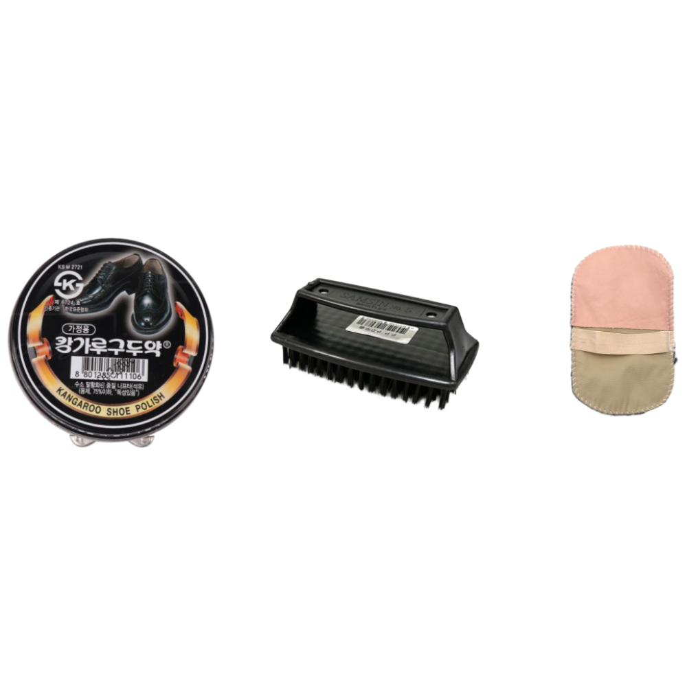 캉가루구두약+솔세트 구두약 구두솔 구두 광택 세트 가죽 구두 관리 신발 광택 솔 13,900원