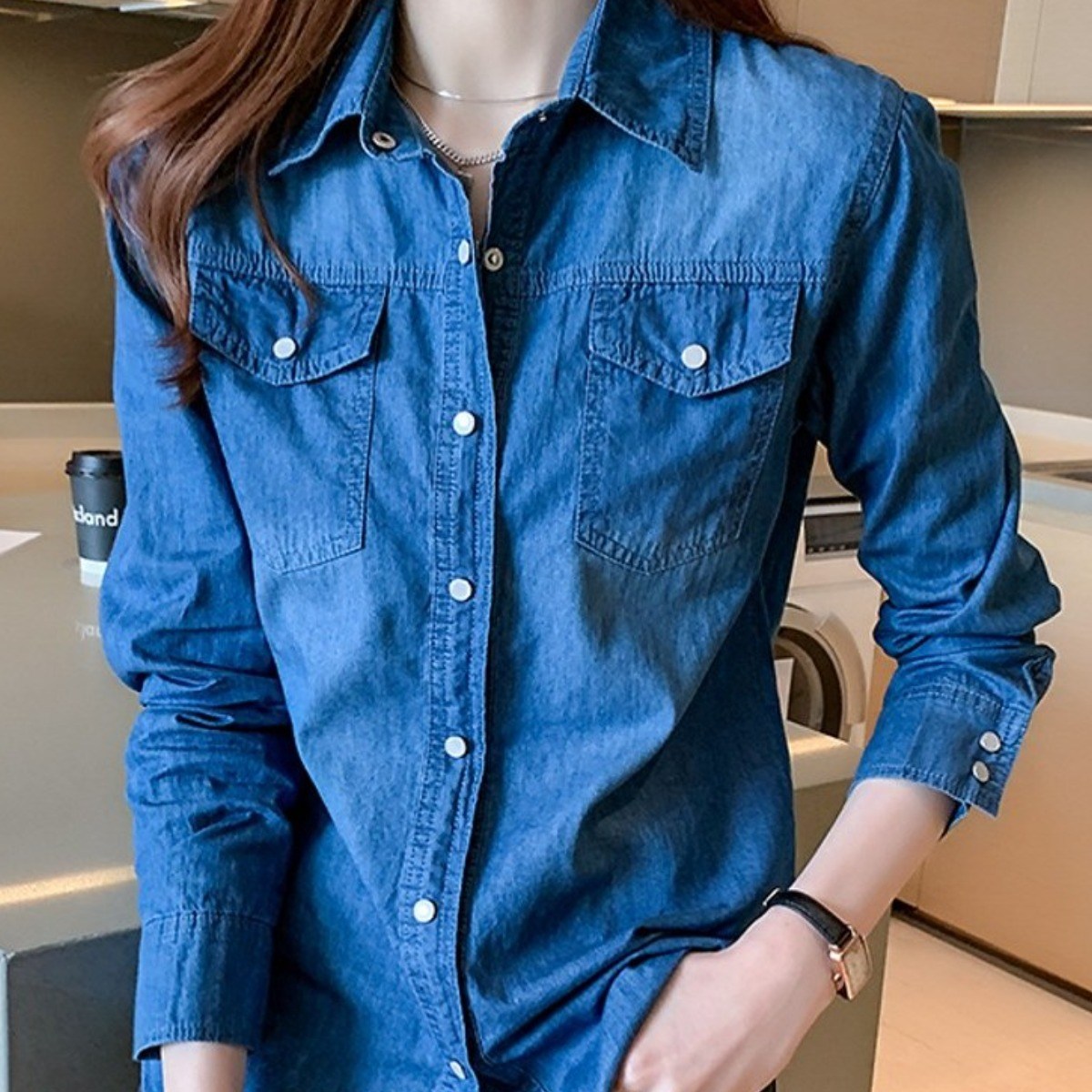킹덤컴퍼니 데님 셔츠 여성 긴팔 봄 여름 청남방 재킷 23,900원