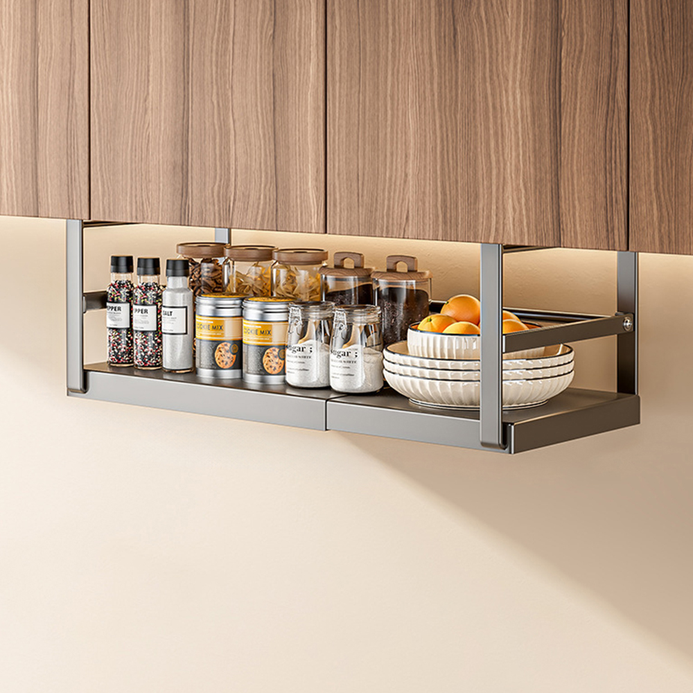 21세기트랜드 슬라칸 무타공 주방 선반 걸이 상부장 길이조절 정리 선반 랙 조절형, 블랙, 1개 17,900원