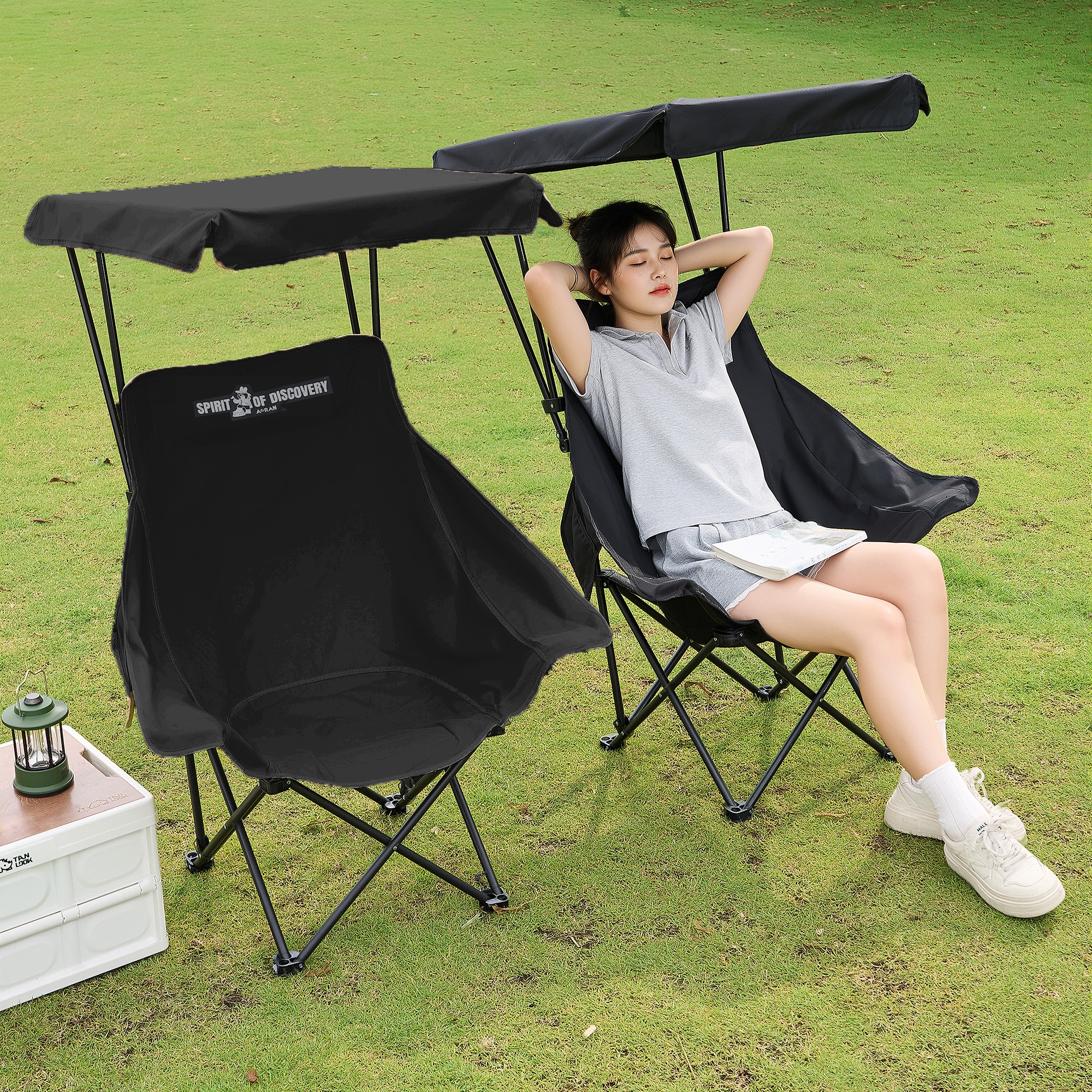 AORAN 캠핑 의자 접이식 타프 자외선 차단 휴대용, 2개, 블랙 54,800원