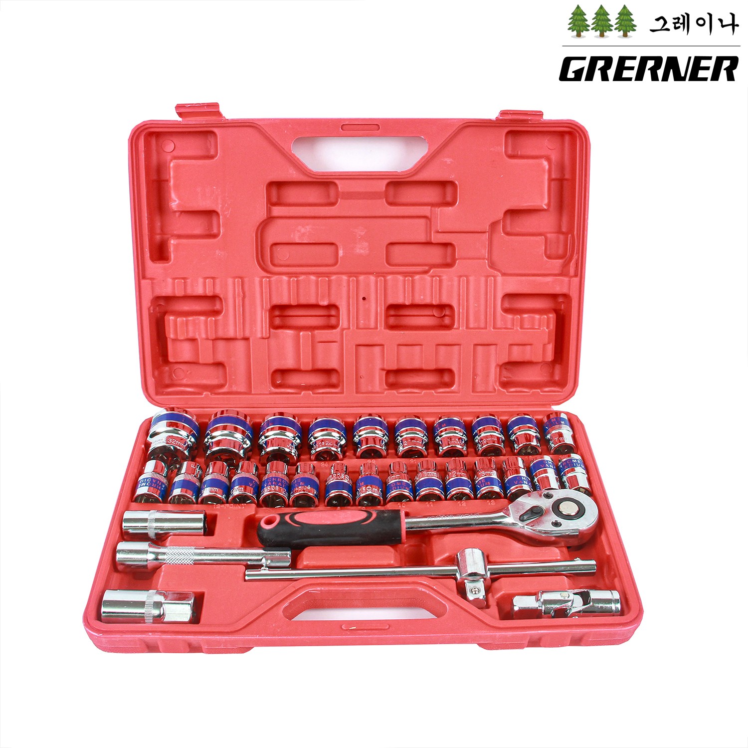 그레이나 자동차 정비 소켓렌치 세트 32P,8-32mm 라쳇 핸들 공구세트, 1세트, 32PCS 45,600원