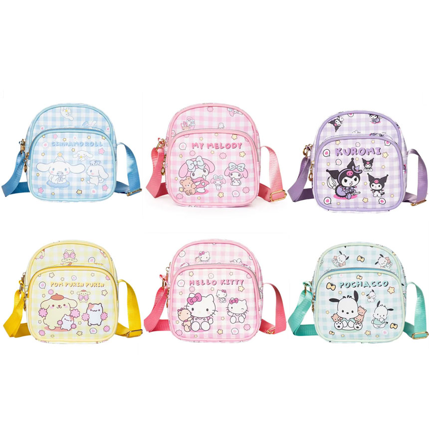 [국내배송] 산리오 체크크로스백 캐릭터가방 소풍가방 핸드폰가방 미니키링사은품 11,900원