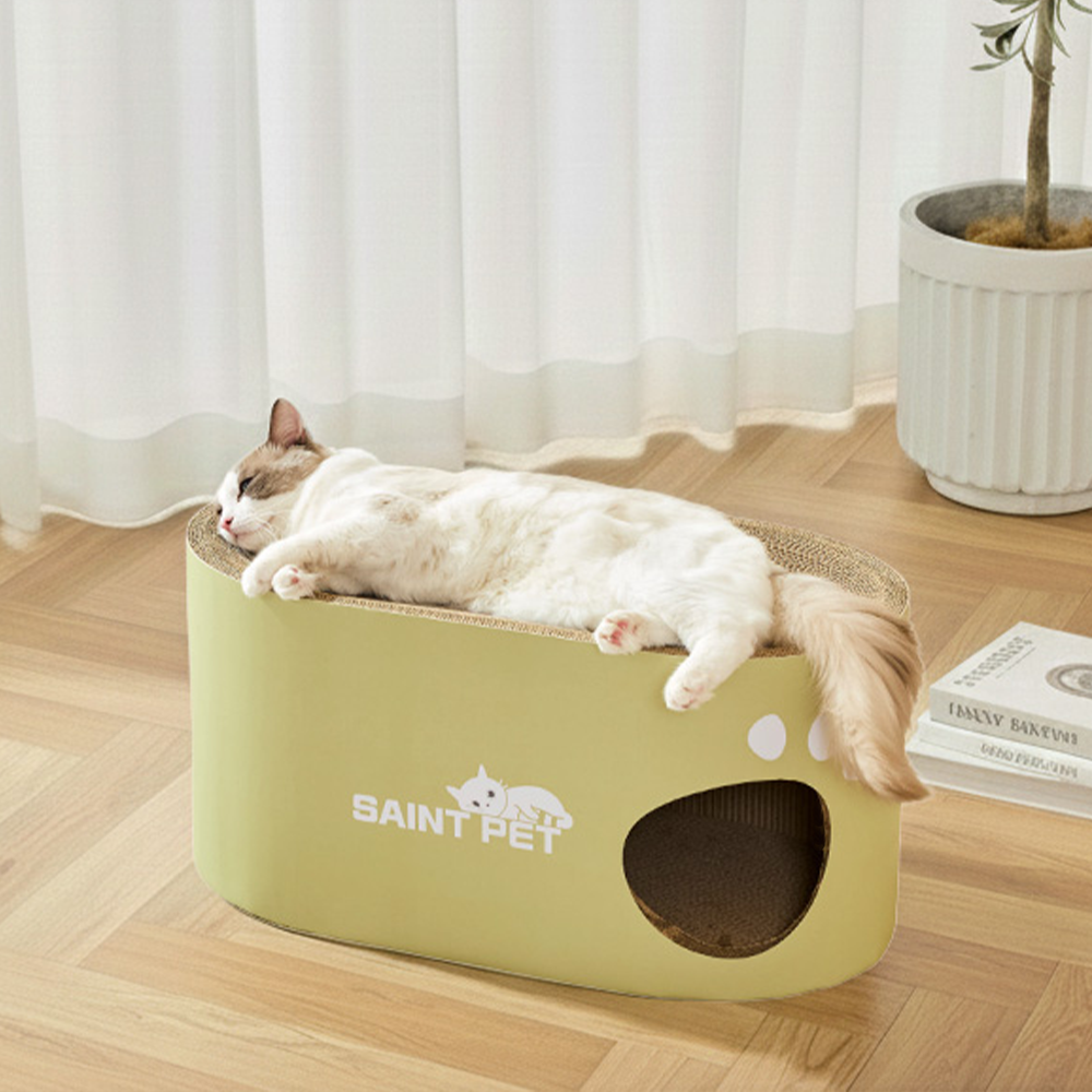 세인트펫 고양이 스크래쳐 숨숨집 2단, 올리브그린, 1개 38,900원