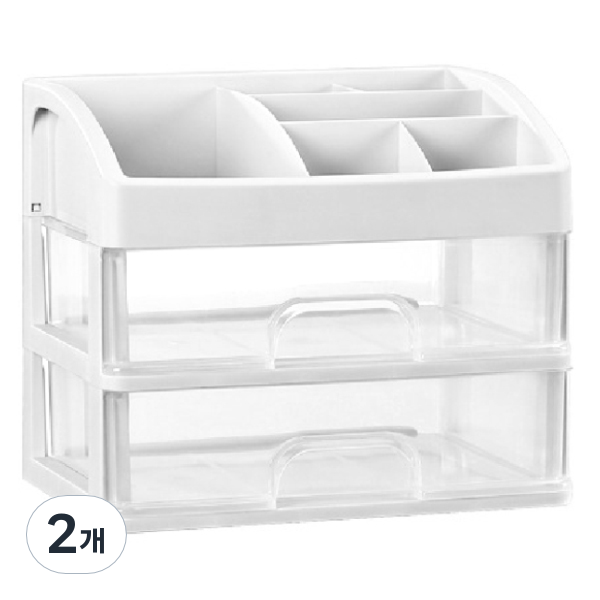 쿠캐치 데스크 학용품 화장품 다용도 수납 정리함 2단, 화이트, 2개 19,000원