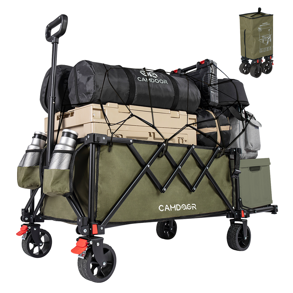 Camdoor 아웃도어 다기능 접이식 캠핑 카트 고하중 대용량 뒷문 개방형, 1개, 그린 62,800원