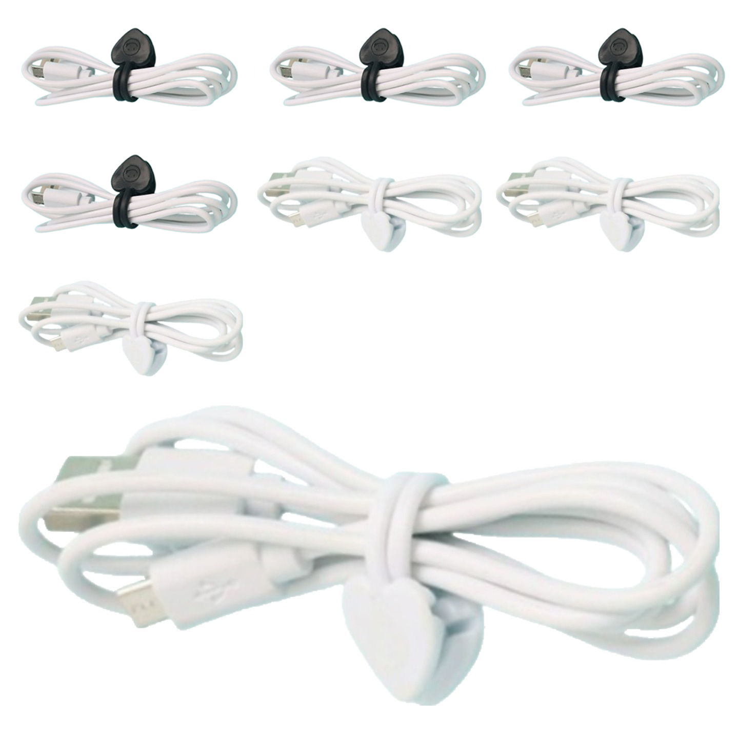 프렌지 실리콘 자석 케이블타이 색깔별 선정리 하트 2종 x 4p 세트, 블랙, 화이트, 1세트 6,600원