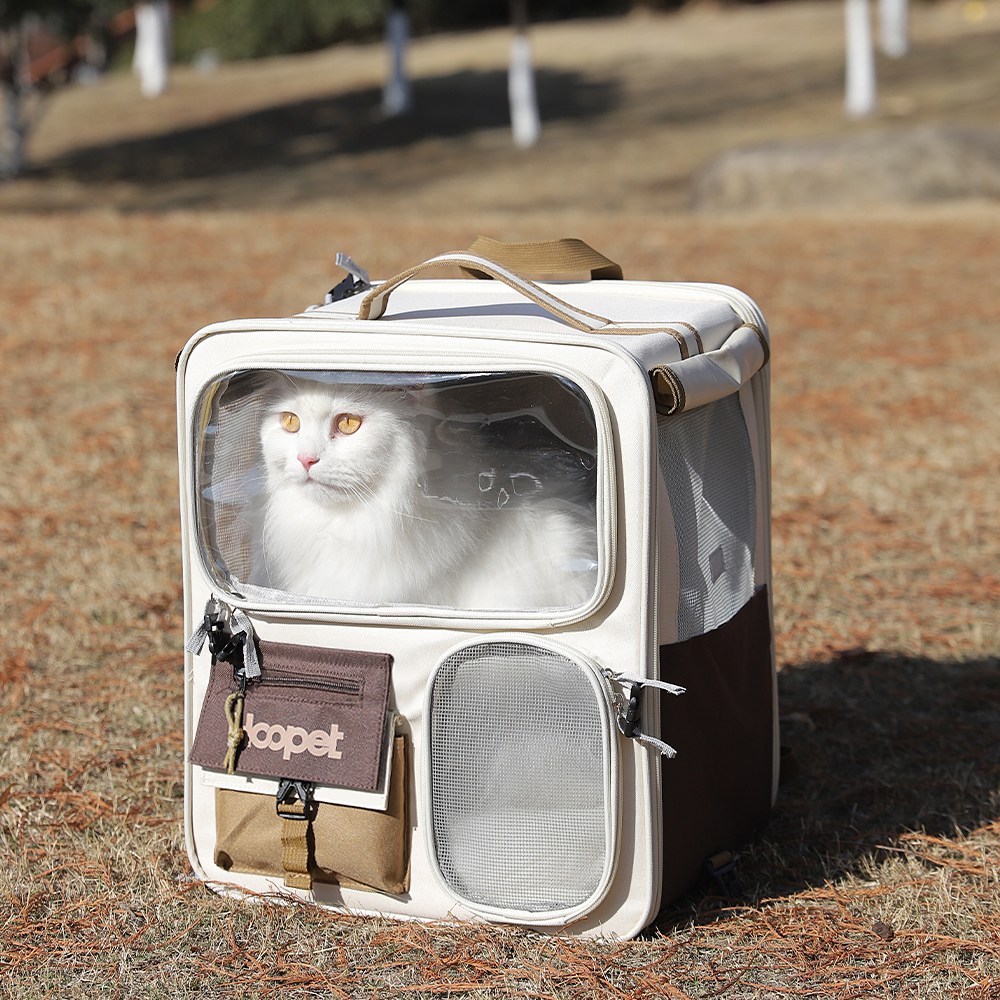 먀오샤오위안 대형 캔버스 반려동물 이동 가방 2in1 - 백팩+캐리어, 통기성 우수 휴대용 멀티펫 여행 캐리어 (강아지 고양이) 30,300원