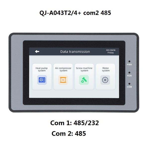 Huaqingjun 4 3" TFT LCD 터치스크린 RS485/232/422 통신 PLC용 DC10 30V Modbus RTU HMI 74,200원