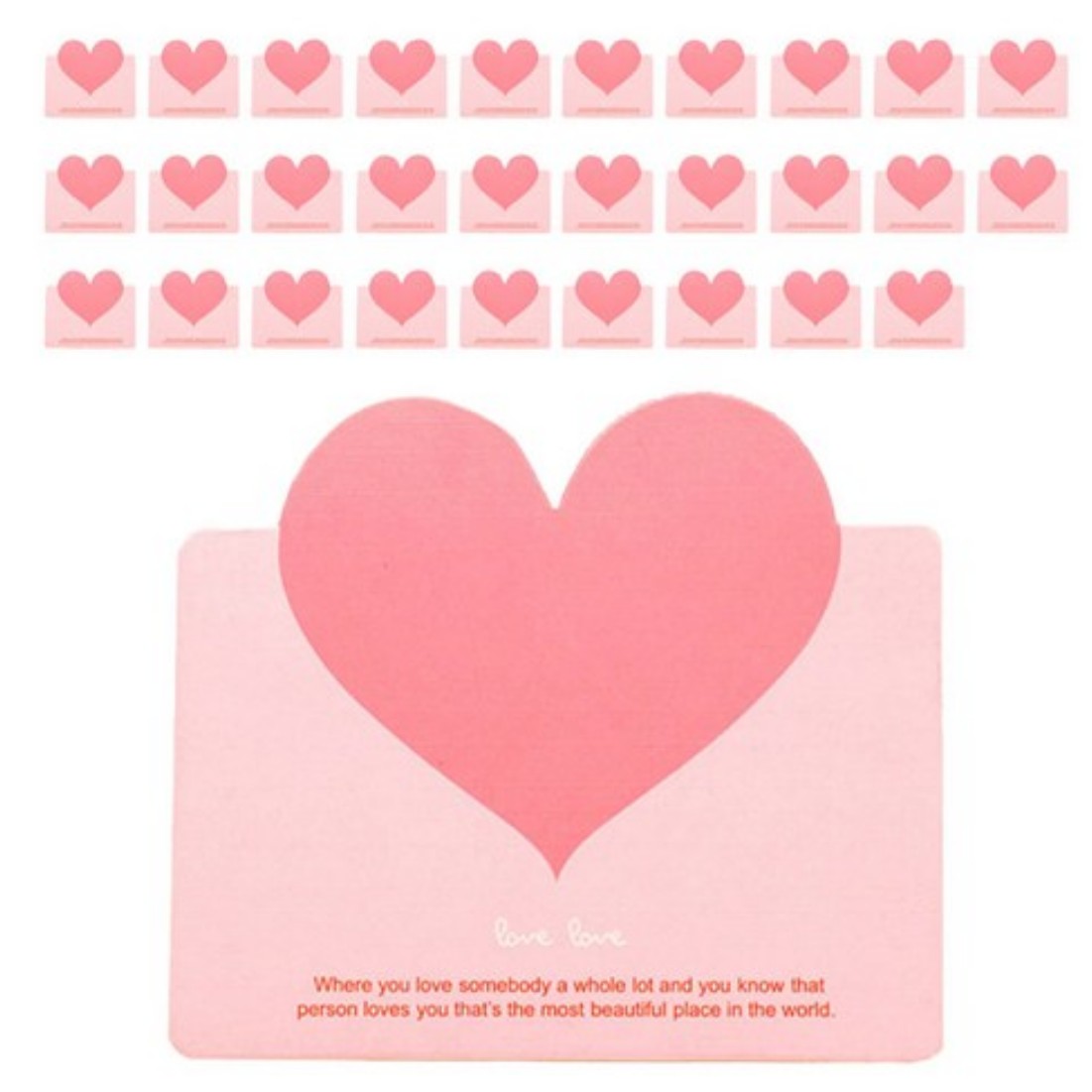 라버턴 러브 하트 미니 카드 감사 축하 엽서 편지지 봉투포함, 30개, 핑크-B 11,700원