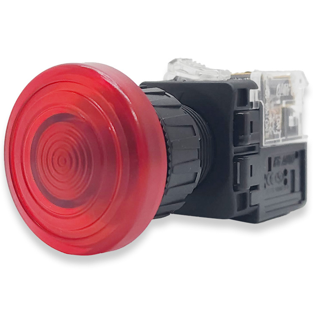 KG오토 매입형 조광형 자기복귀 비상정지 스위치 25파이 빨간색 푸쉬버튼 램프 25mm 11,300원