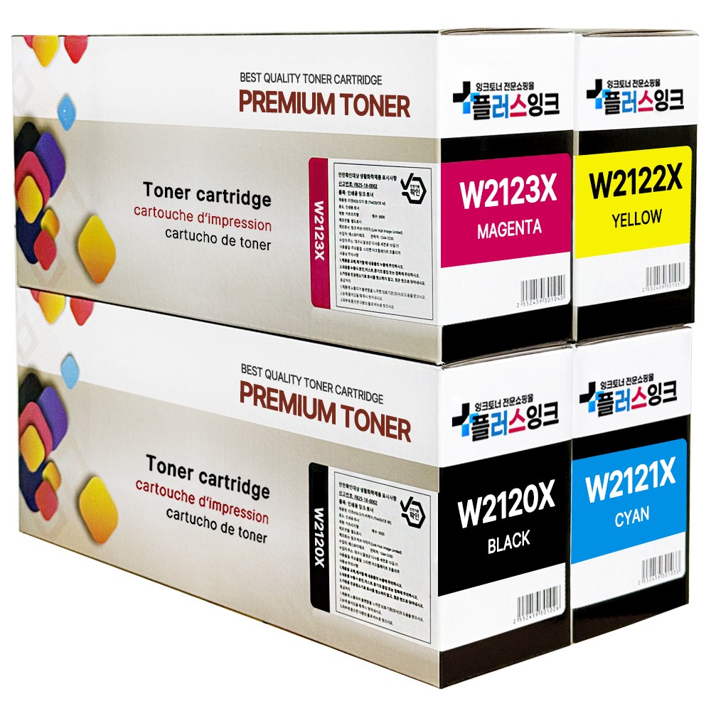 플러스잉크 최신 칩장착 HP 212X W2120X 대용량 호환토너 4색세트 전기종 사용가능 M554DN M555DN M578DN M578F 재생 238,800원