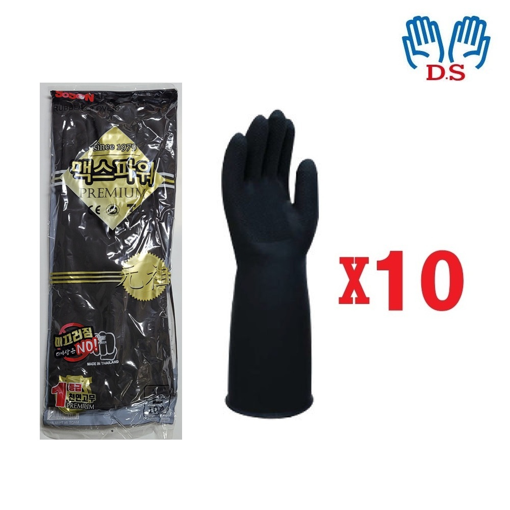 (10켤레) 맥스파워 공업용 고무장갑 TK 보생 수산업 임업 9호 10호, 흑색, 대(L), 10개 35,000원