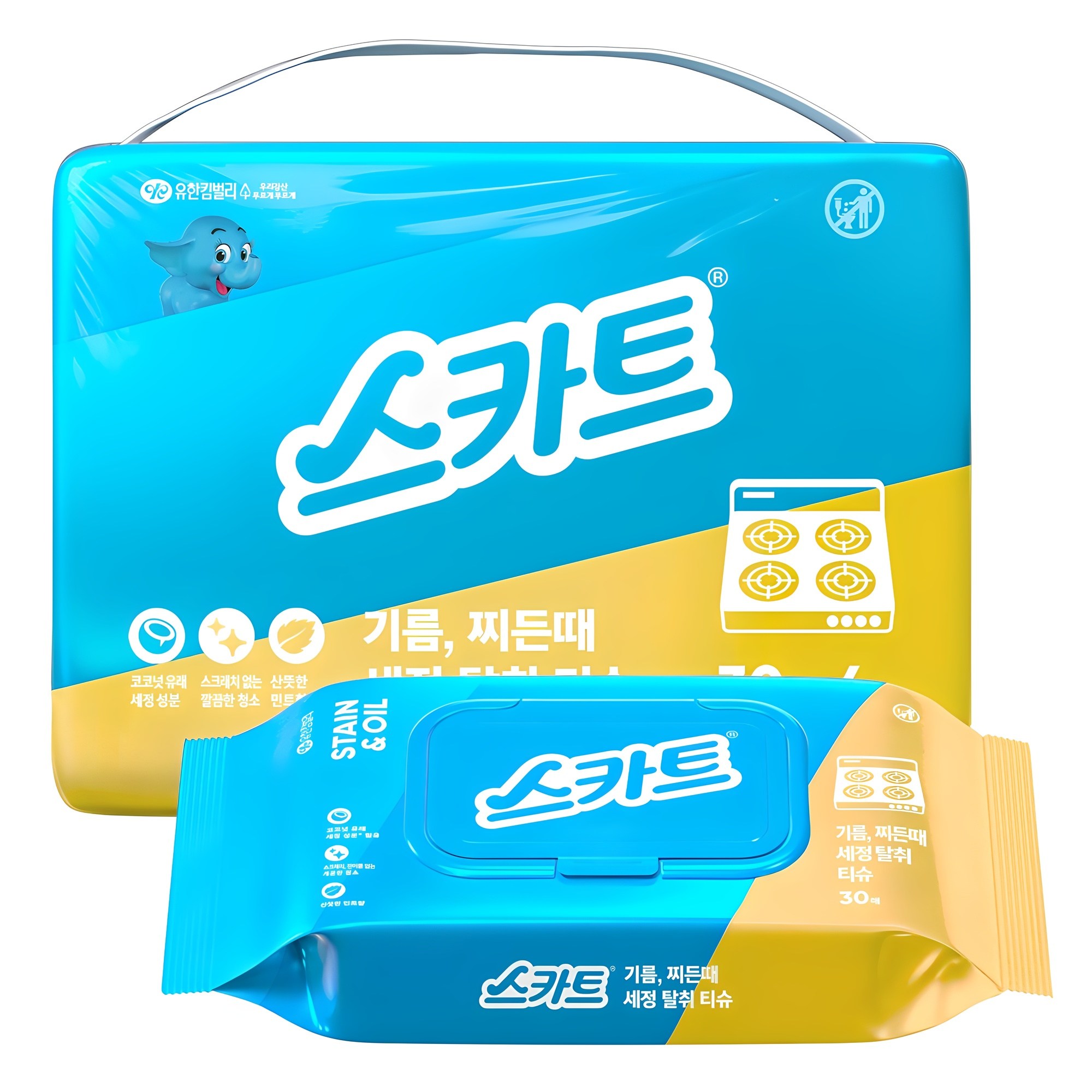 스카트 기름 찌든때 세정 탈취 티슈, 4개 10,100원