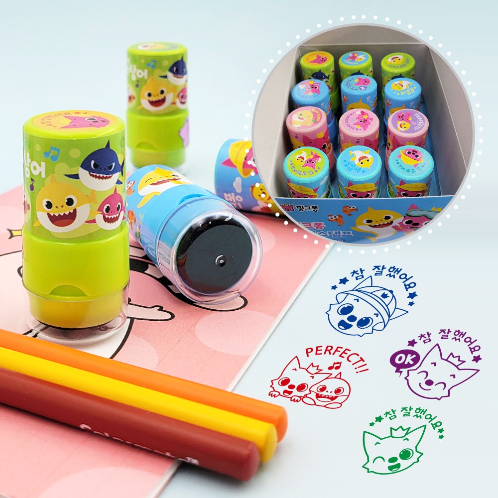 핑크퐁 아기상어 스탬프 12개입 세트 참잘했어요 캐릭터 칭잔도장 어린이 여자아이 선물 39,600원