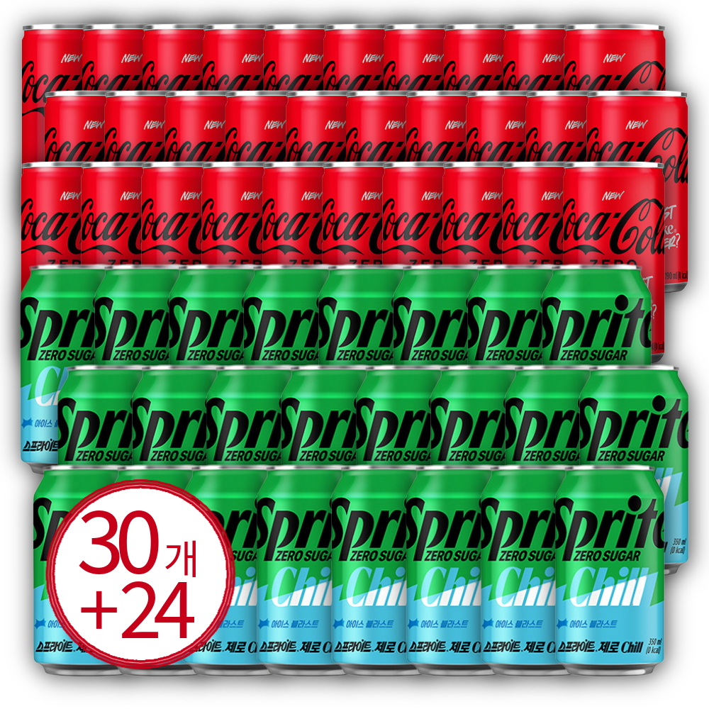 코카콜라 제로 190ml 30캔 +스프라이트 제로 Chill 350ml 24캔 50,700원