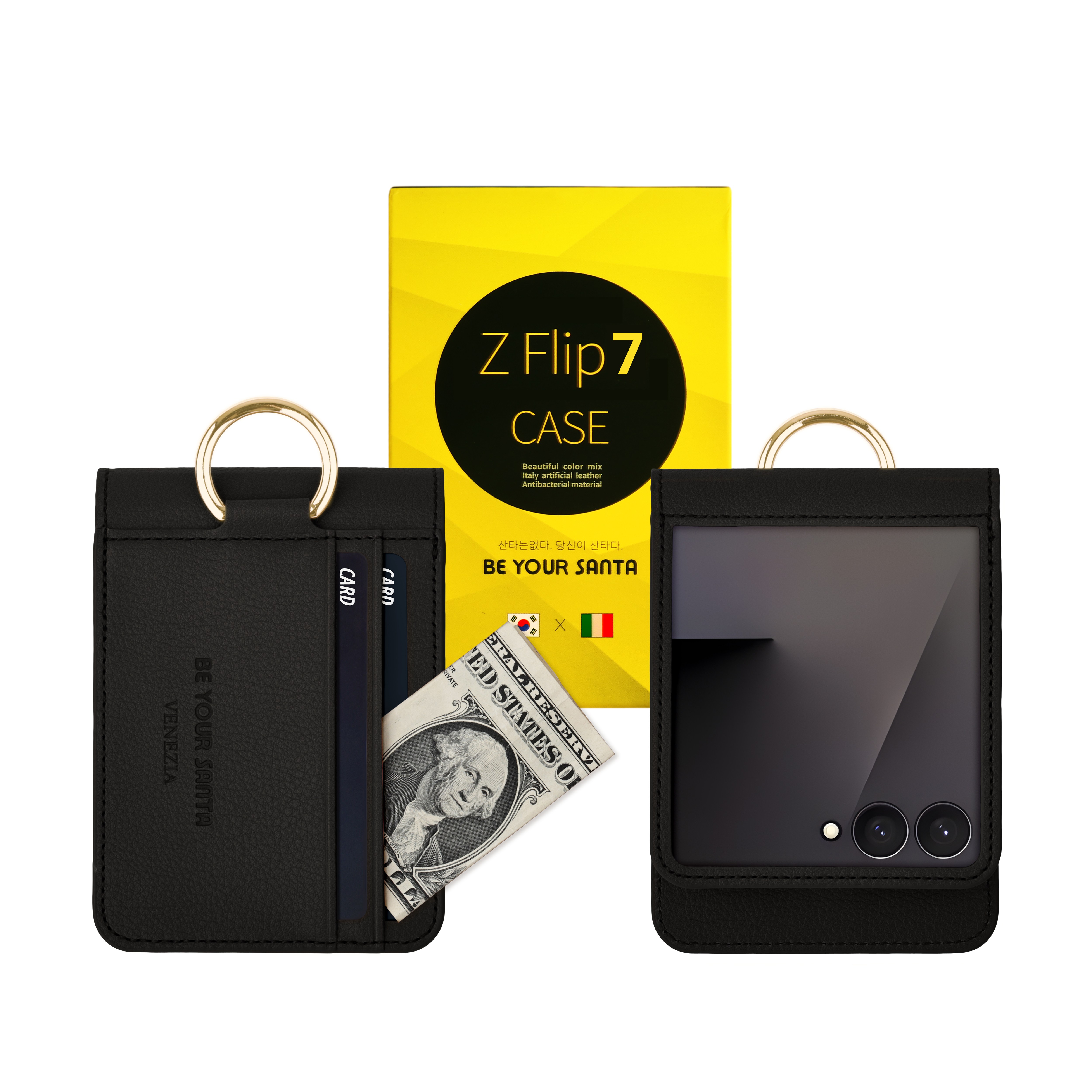 비유어산타 갤럭시 Z플립7 케이스 힌지보호 링 지갑 이태리원단 베네치아 / 나폴리 41,500원