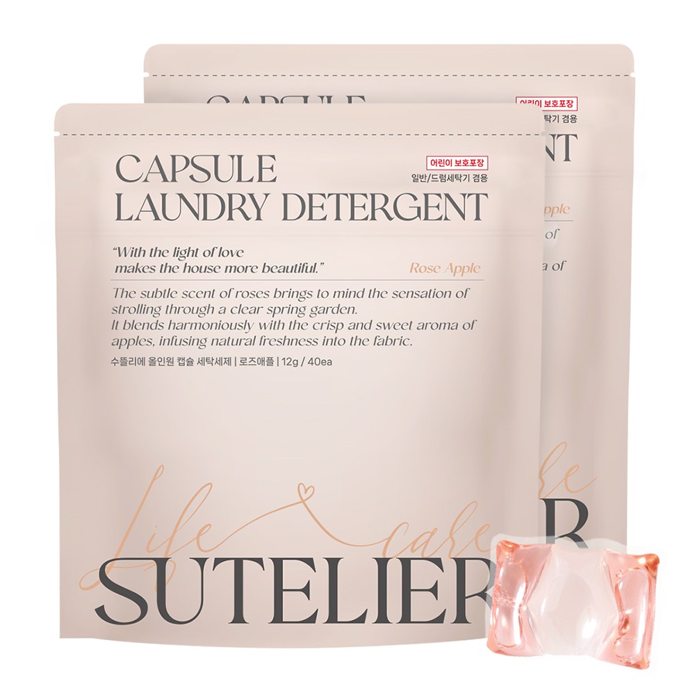 수뜰리에 8in1 고농축 올인원 캡슐세제 로즈애플, 2개, 40개입 17,900원