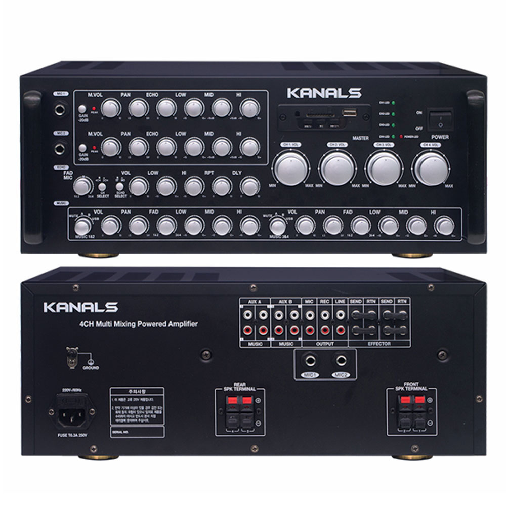 카날스 2채널 노래방 앰프 KQ-200W 금영 태진 호환, KQ-800(4채널) 390,000원