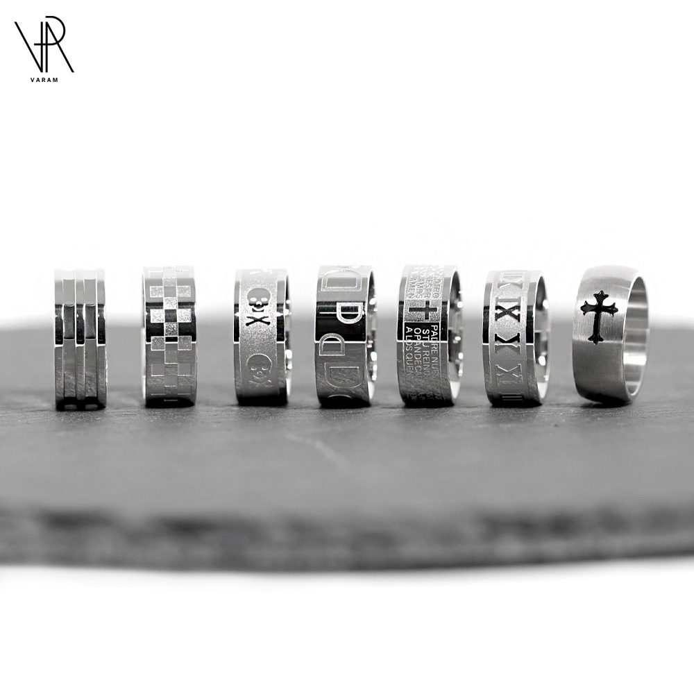 VARAM 써지컬316L스틸 8mm 볼드 와이드 디자인 써지컬 스틸 반지 12,900원