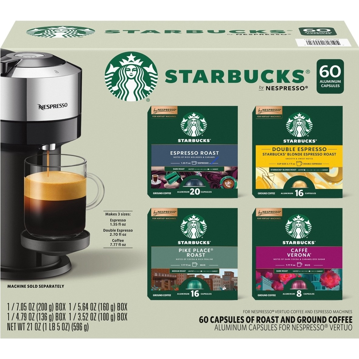 [미국 현지상품] 스타벅스 네스프레소 버츄오 캡슐 버라이어티 팩 대용량 60개입 Starbucks by Nespresso Vertuo Capsules 60ct 151,110원
