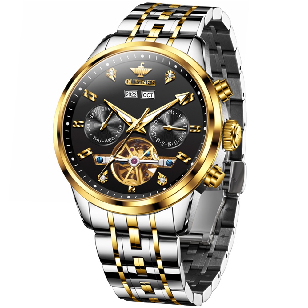 스위스 브랜드 OUPINKE 자동 기계식 남성용 시계 방수 해골 야광운 시계 OUPINKE 남성 멀티펑션 메탈시계 292,000원