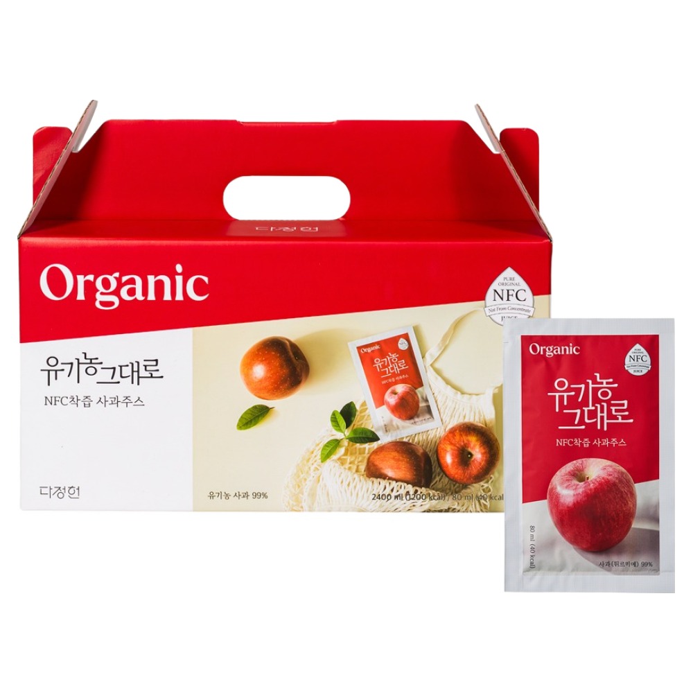 다정헌 유기농그대로 NFC 착즙 사과주스, 30개, 80ml 26,450원
