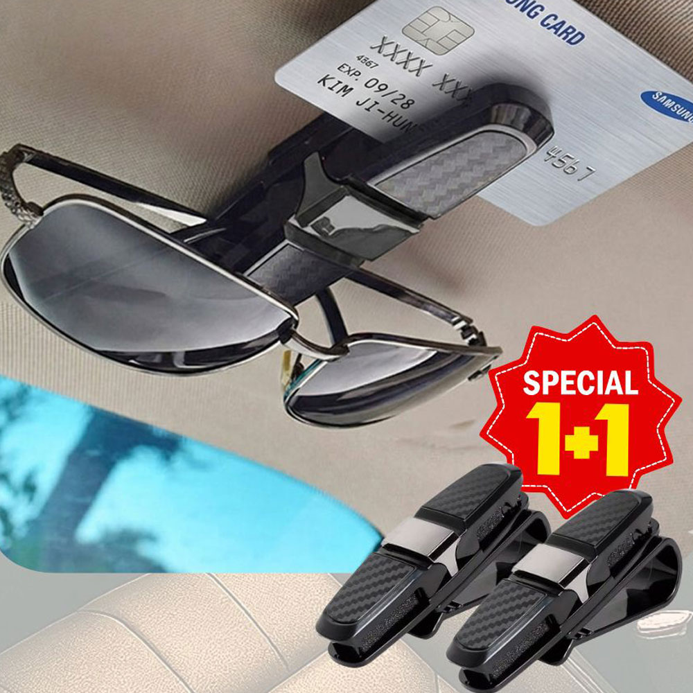 소소잇템 차량용 선글라스 클립 선바이저 거치대 2 in1, 2개, 카본블랙 10,000원
