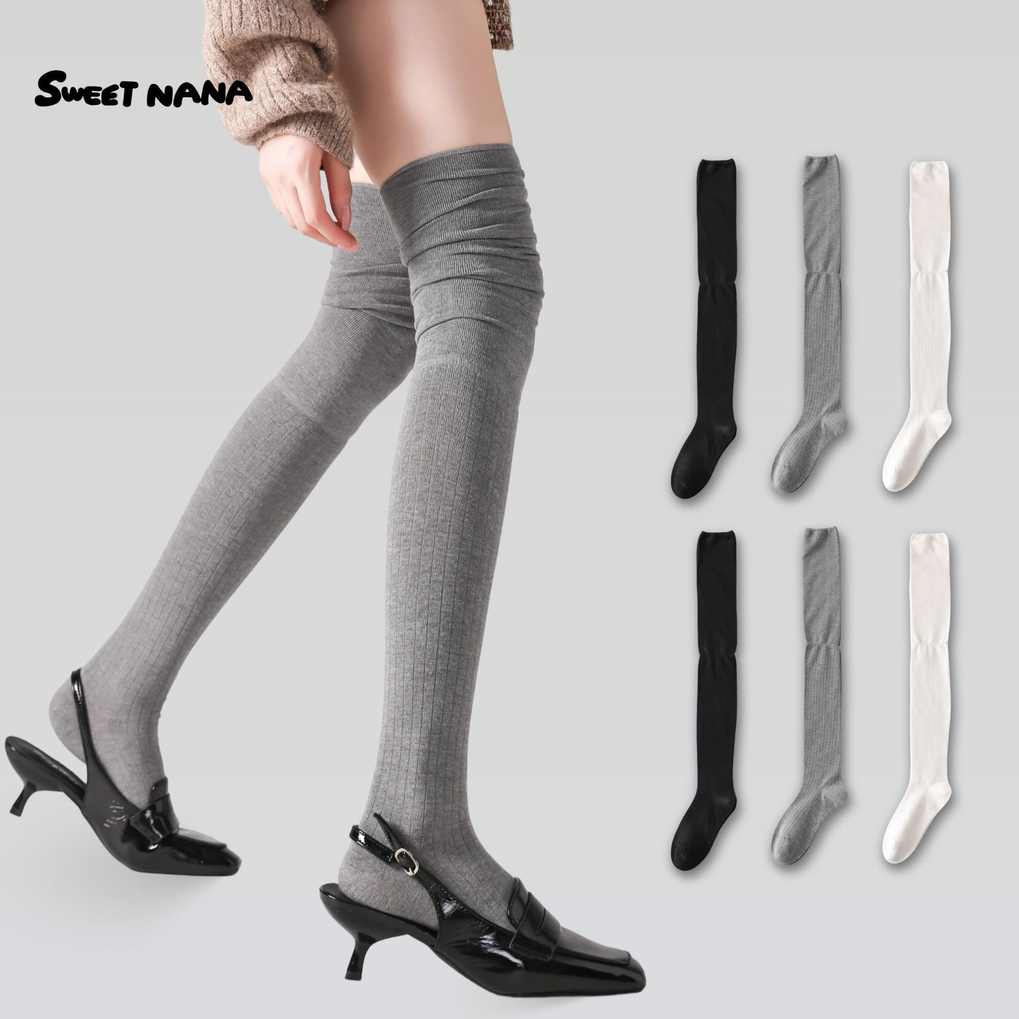 스위트나나 오버 니삭스 무지 여성 학생 데일리 레그워머 슬림핏 방한 가을 겨울 3켤레 세트 18,800원