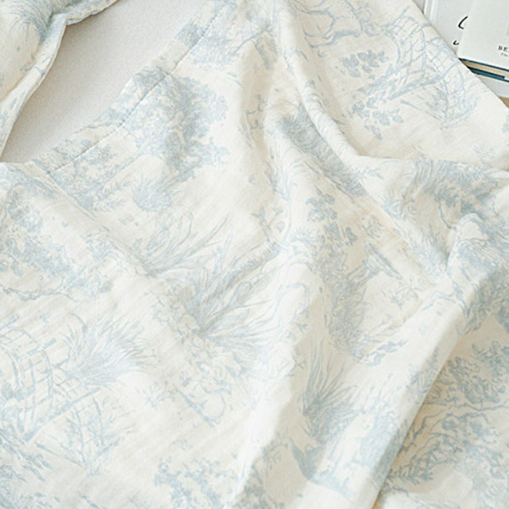 마롤로뜨 거즈 아기 블랭킷 사계절 낮잠 이불 담요 신생아 겉싸개 뜨왈드주이, 블루_뜨왈드주이 블랭킷 20,000원