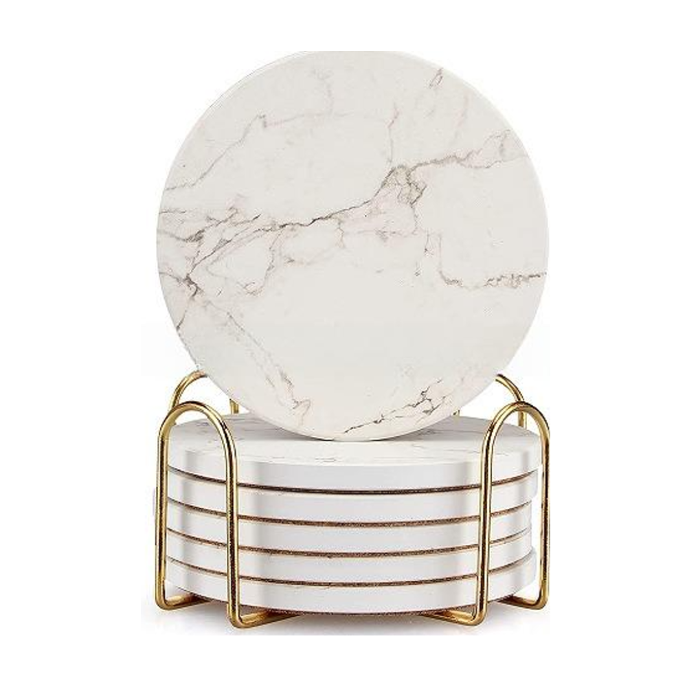 해피주주마켓 규조토 티코스터 6p셋트 컵받침 고급 인테리어, 마블 type, 1세트 17,900원