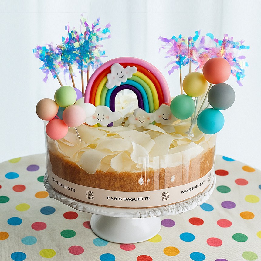 아이스타 중.대형 생일케이크장식 무지개토퍼 사진촬영소품 파티용품, 1세트, 비비드4종토퍼 10,570원