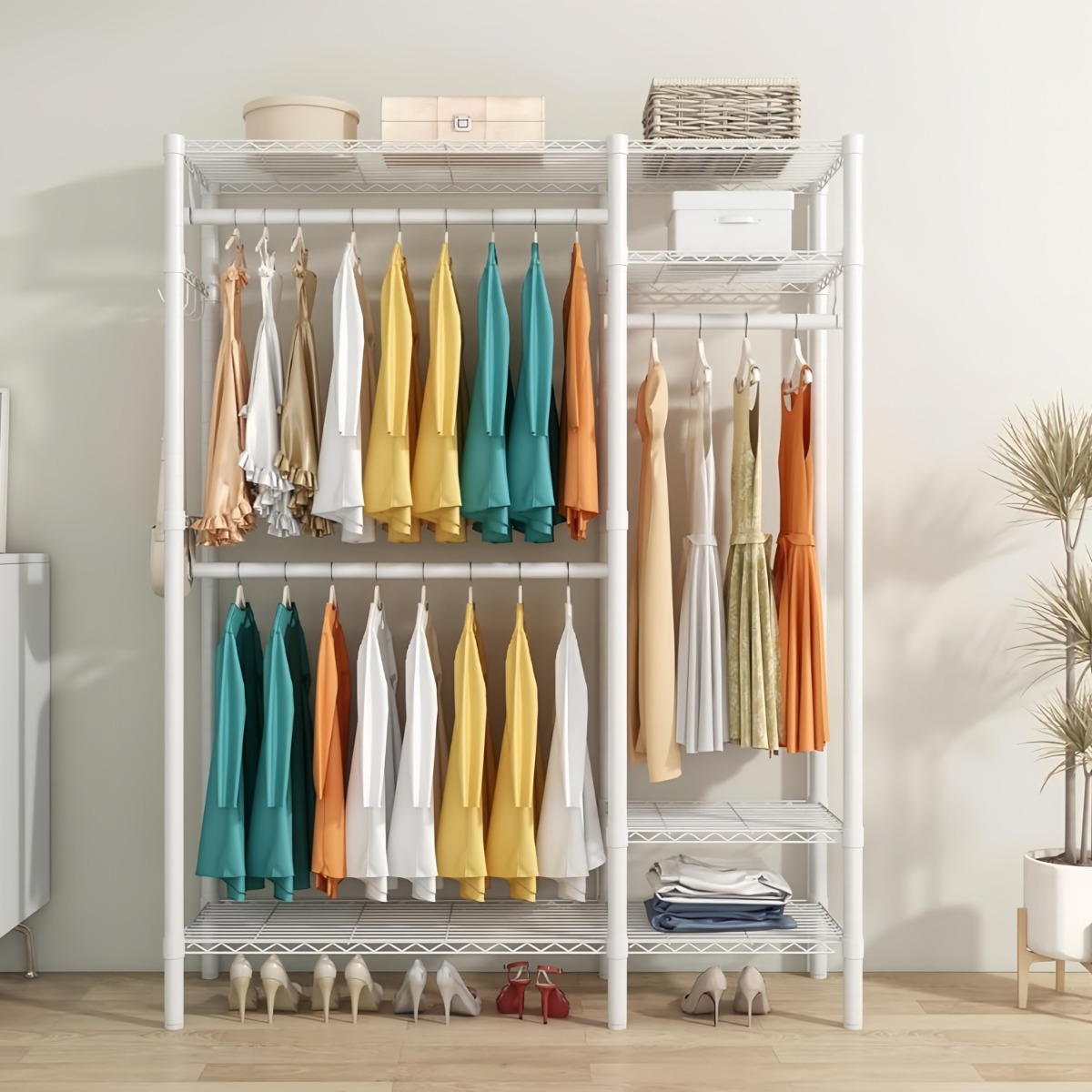 Zolmik 스탠드 시스템 드레스룸 행거옷장 업그레이드 탄소강 선반 행거, 화이트 94,900원