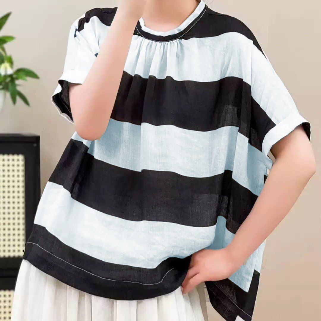 퀸앤조이 린넨의 계절 투웨이 모던 스트라이프 셔츠 블라우스 68,800원