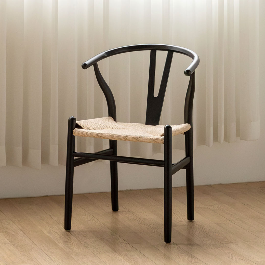 체리브 원목 인테리어 라탄 식탁 카페의자 와이체어, 블랙, 1개 77,000원