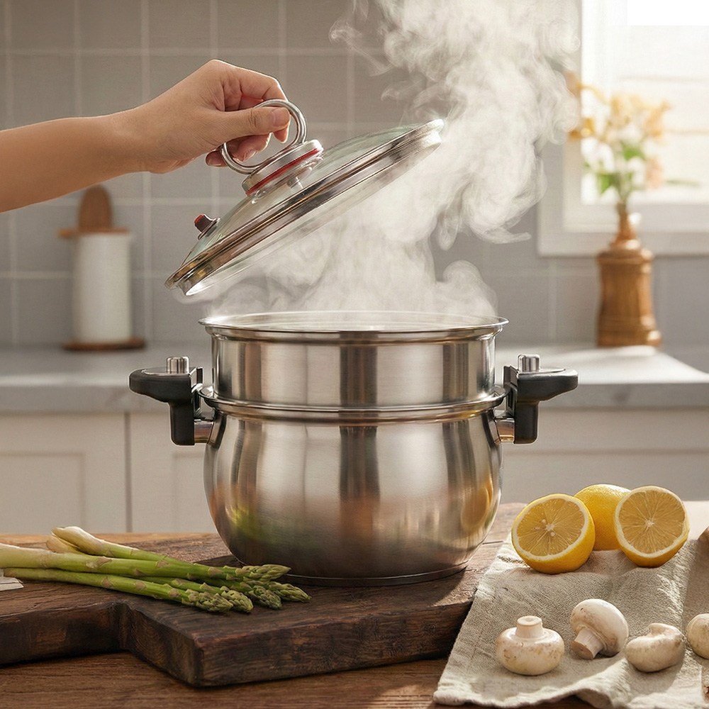 파르셀 IH 진공 저압냄비 통3중 304 스테인리스 곰솥 찜기 압력솥 인덕션 스텐 진공냄비 28cm 54,800원