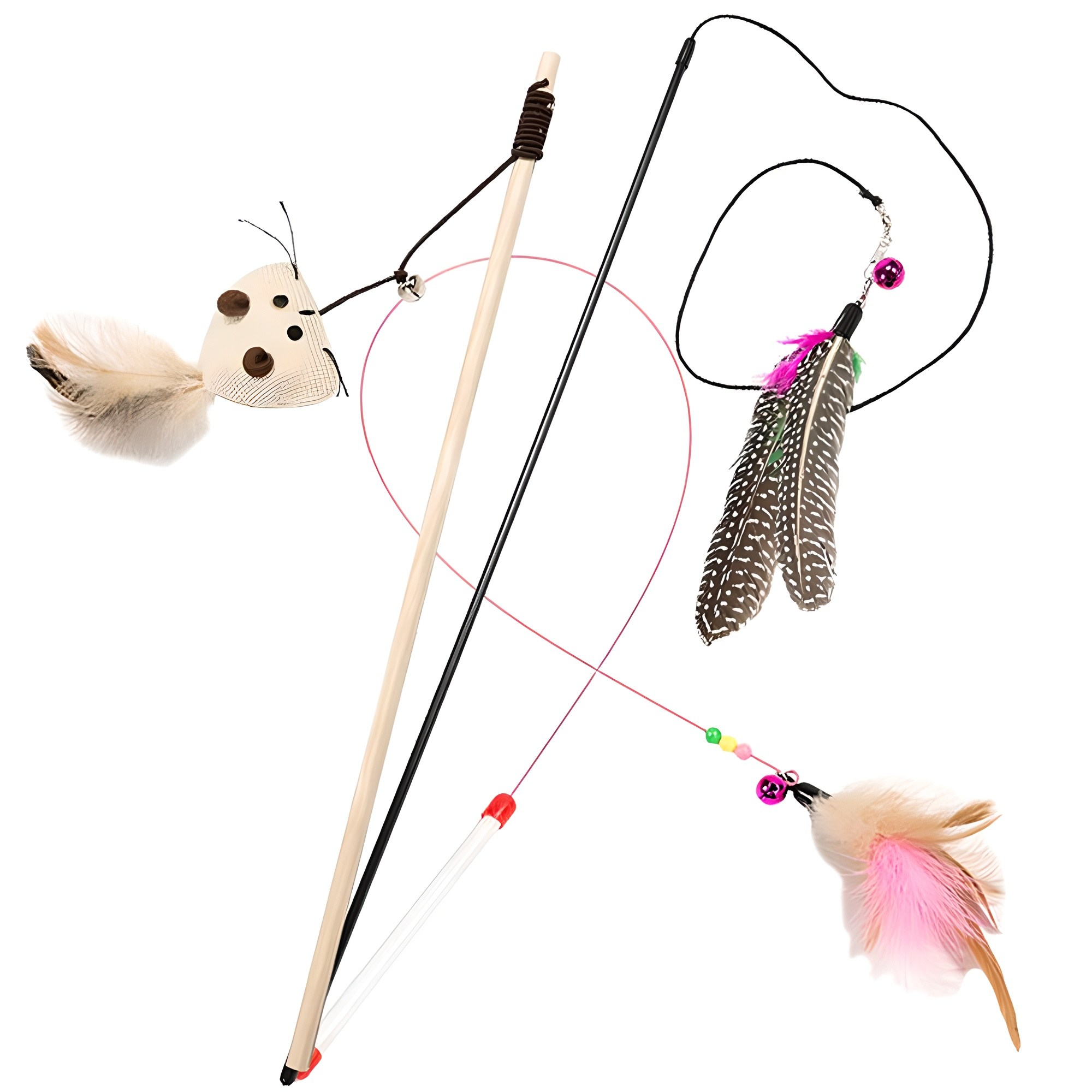 딩동펫 고양이 낚시대 우드 야옹이 + 깃털 + 깃털 와이어 장난감 세트 5,950원