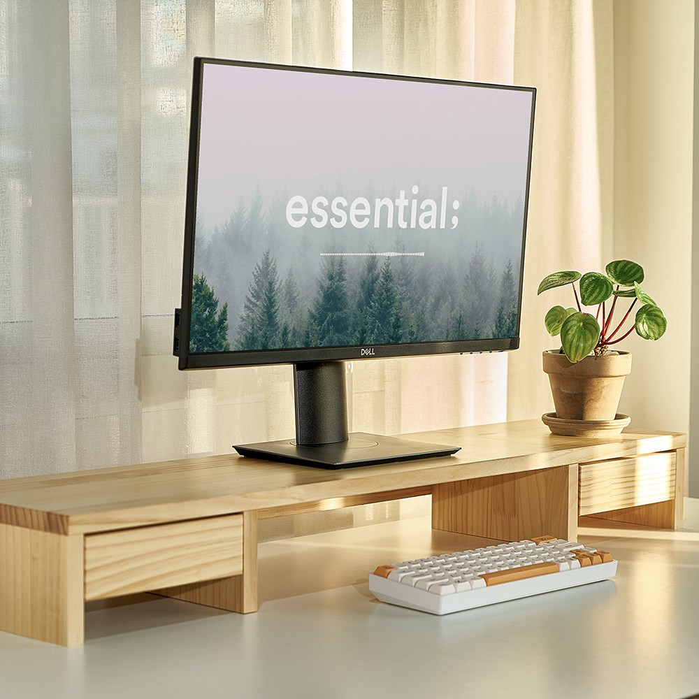 [어반데코] 원목 2서랍형 모니터받침대 와이드 듀얼 1000 코팅마감 55,000원