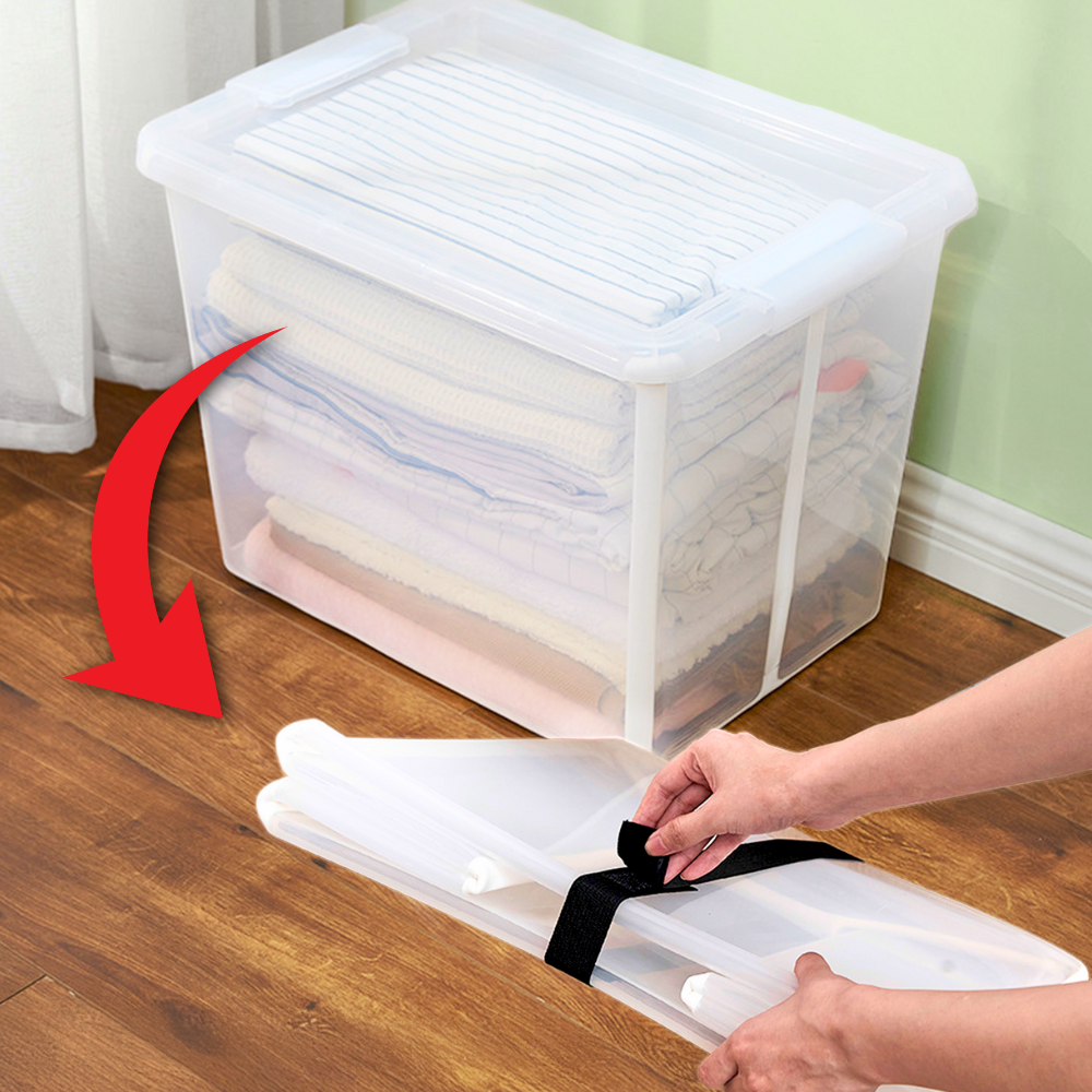 노틈 플라스틱 리빙박스 옷정리 투명 접이식 폴딩 수납박스, 반투명, 1개 20,000원