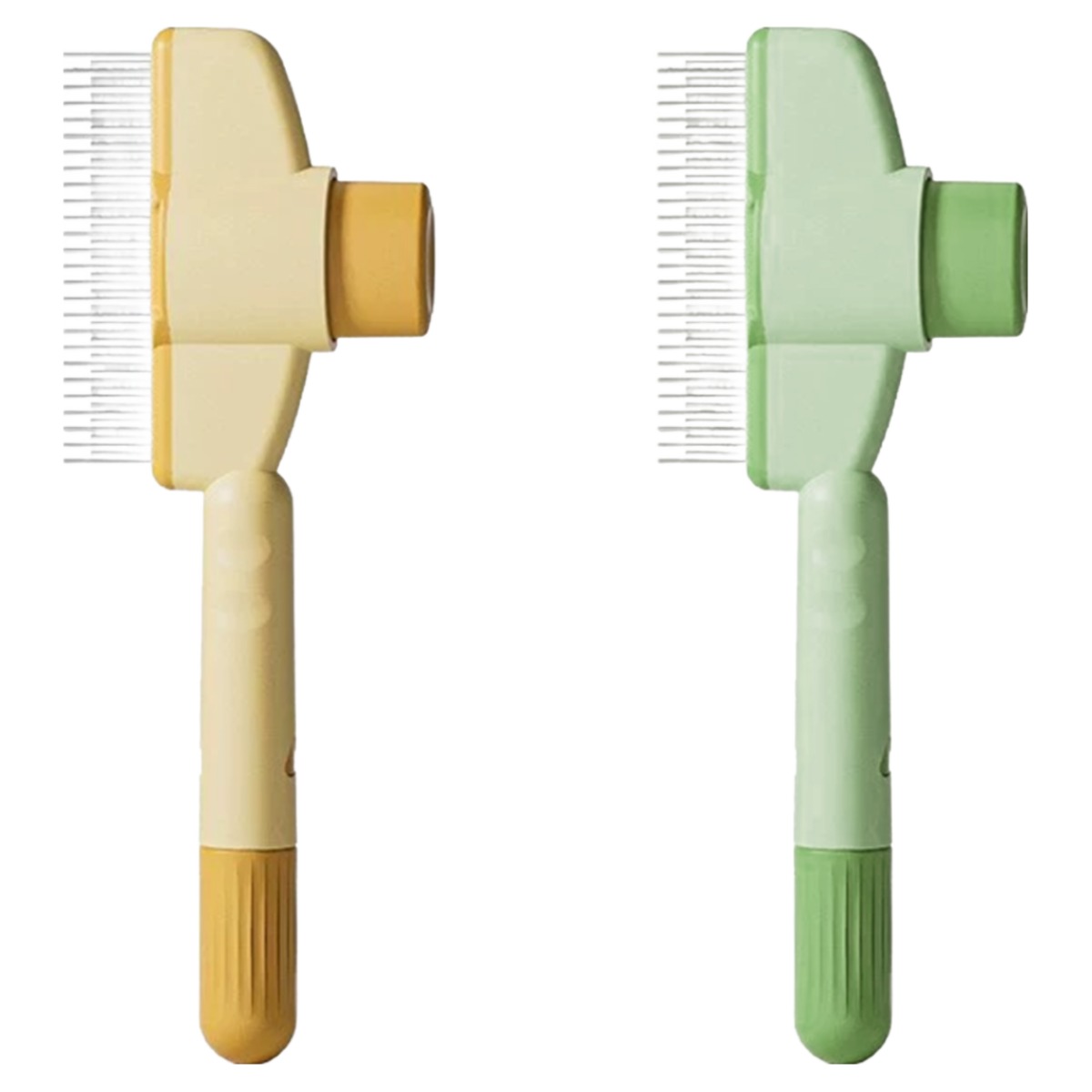 TGL 반려동물 원터치 브러쉬 저자극 강아지 고양이 빗, 그린+옐로우, 1세트 7,500원