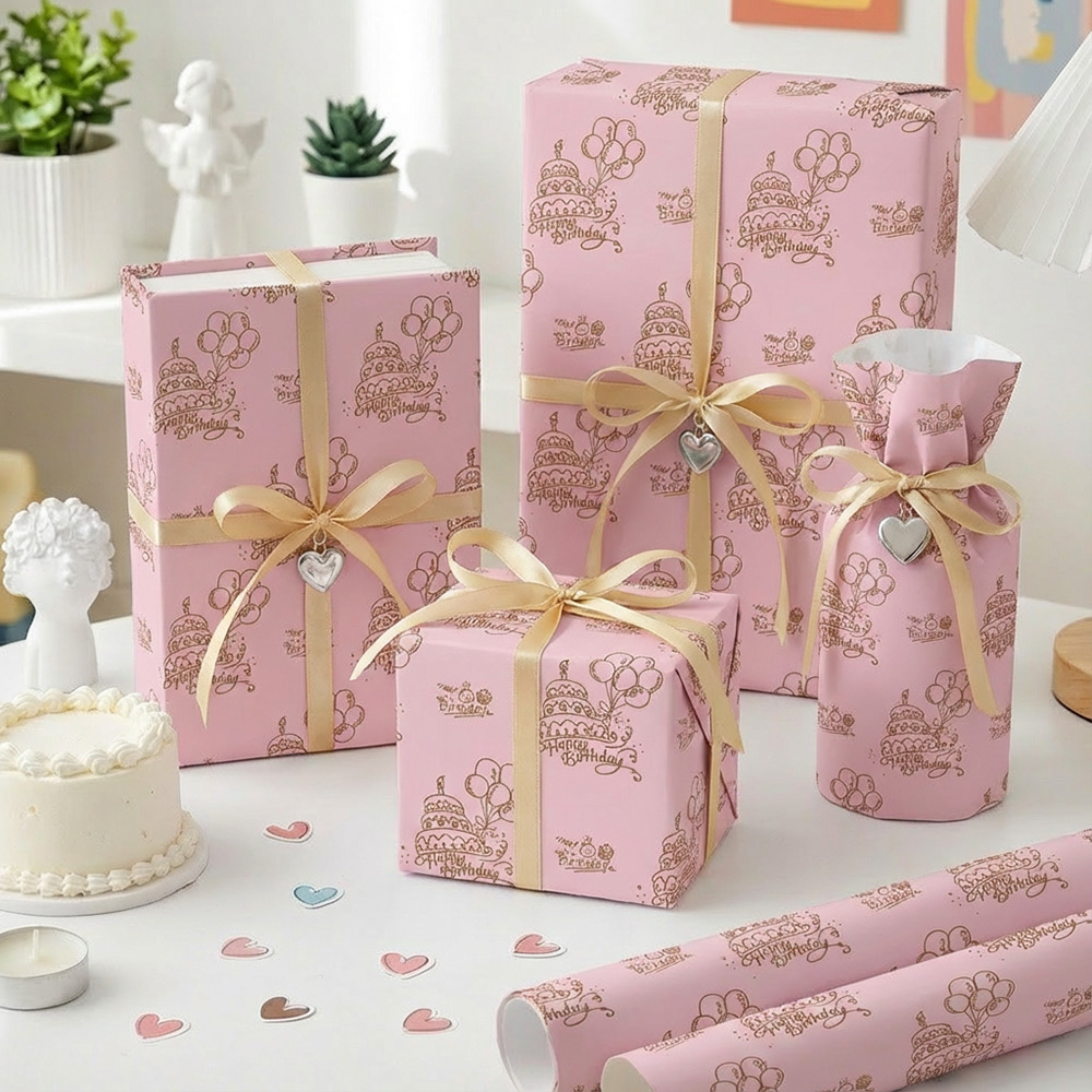 리드홈 고급 생일 선물 롤 종이 포장지 대형 700 x 1000 mm, 생일파티핑크, 3개 5,900원