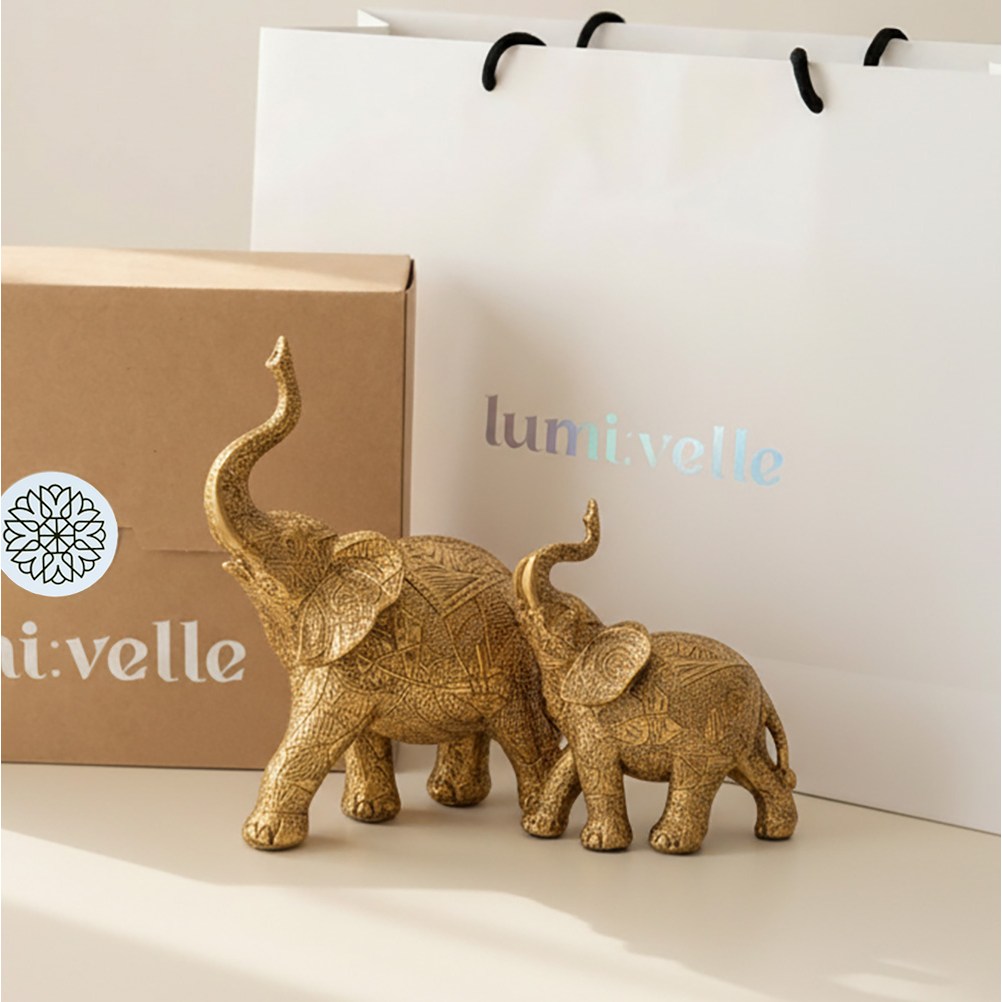 루미벨 엔틱 골드 피니시 코끼리 오브제 부자되는 집들이 선물세트, 앤틱골드 세트 68,200원
