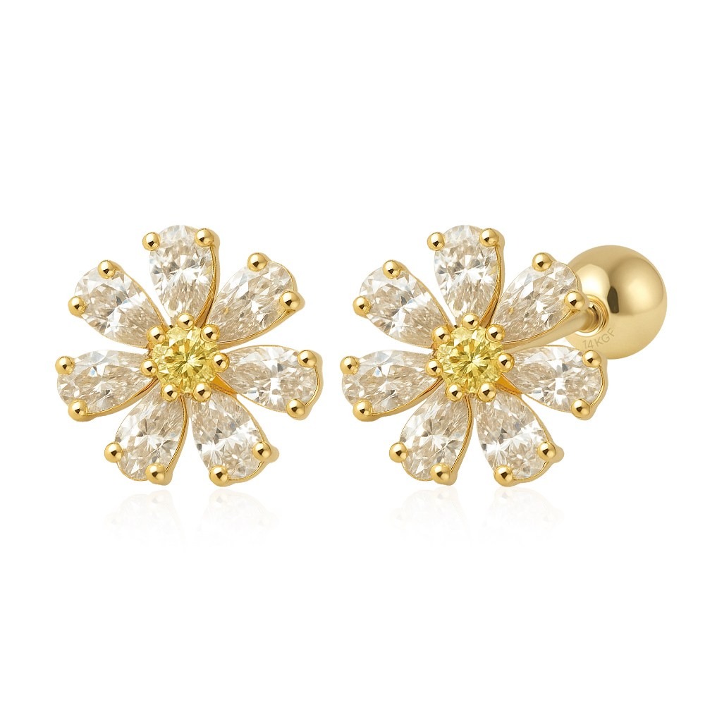 쥬넬 14KGF 유채꽃 볼드 큐빅 골드필드 피어싱 53,900원