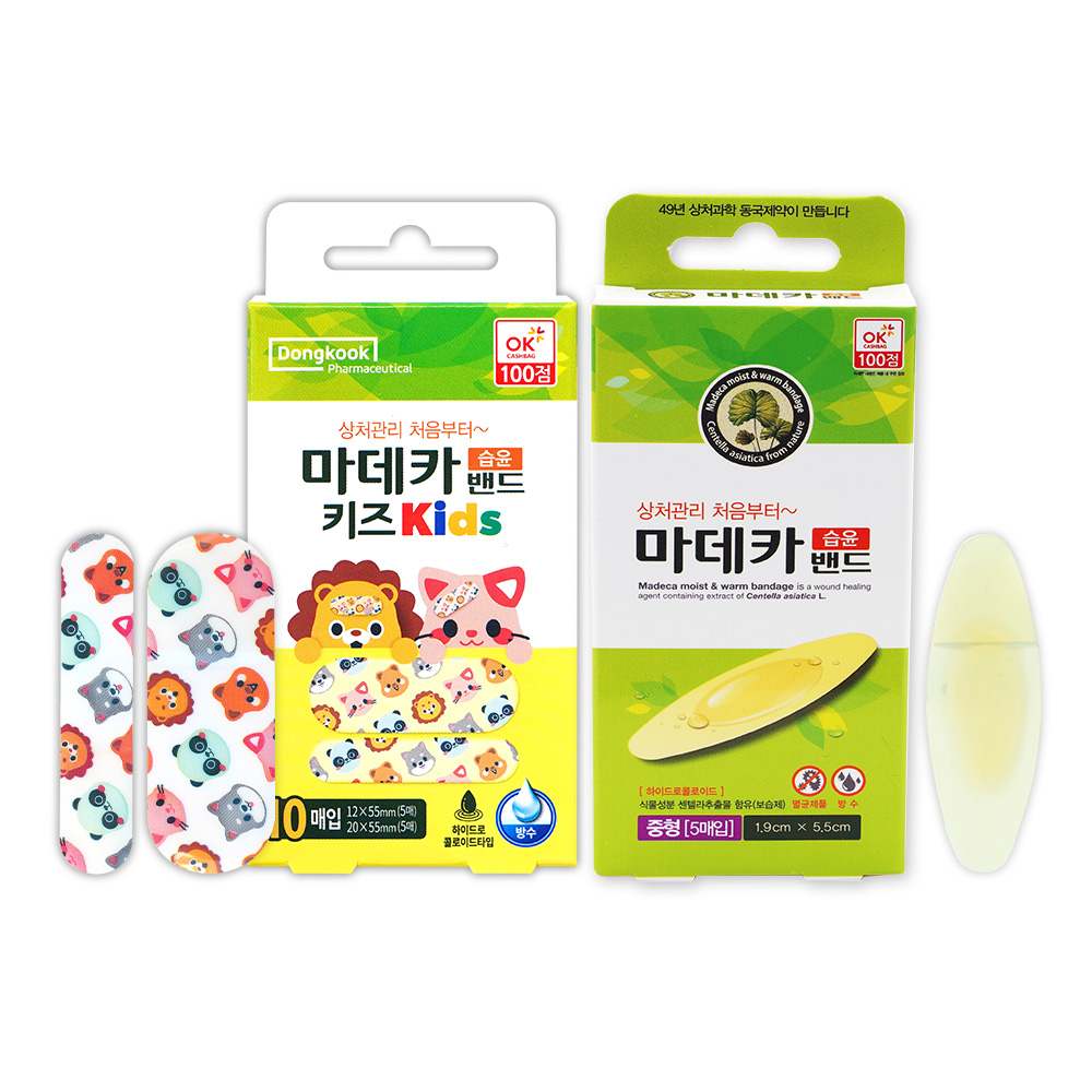 동국제약 마데카습윤밴드 중형 5매입+ 마데카습윤밴드 키즈 10매입, 1세트 11,800원