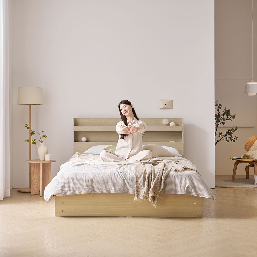 [베디스] 시엘 LED조명 서랍형 수납식 호텔식 침대 프레임 숨결애 독립 포켓 스프링 라텍스 매트리스 침대 세트, 워시오크 248,000원