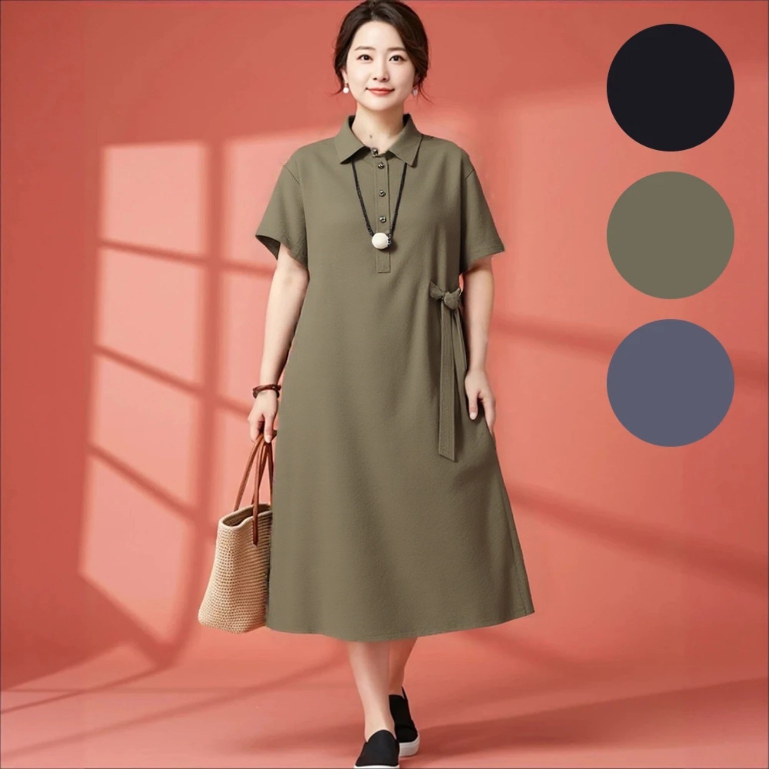 소엘 중년 체형커버 반팔 원피스 24,800원