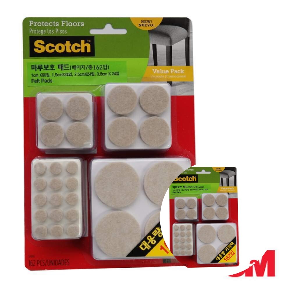 3M 마루보호 패드 원형 혼합형 대용량 기획팩 162매입 바닥긁힘방지스티커 15,000원